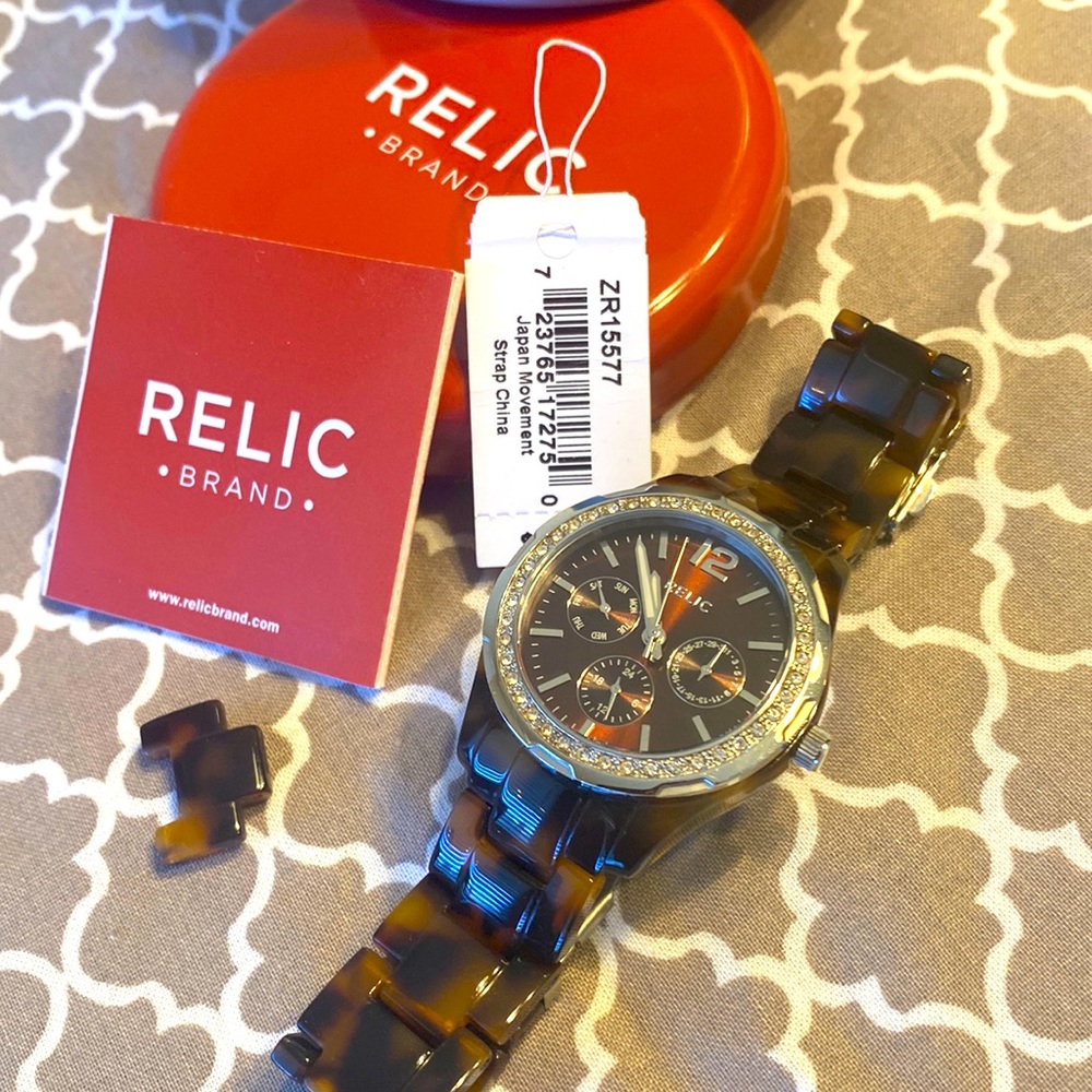 Relic Brand Tortoise Shell Multi-Dial Watch - image 2
